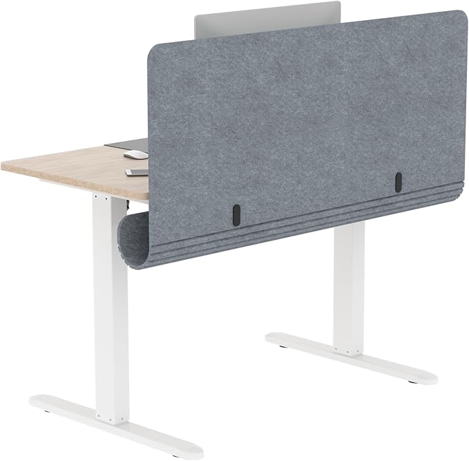 Desk Privacy Panel with Cable Management Tray, 47.2 x 22.5 inch Felt Desk Divider with Hidden Cord Organizer, Clamp or Screw Mount, Acoustic Partition for Office & Home