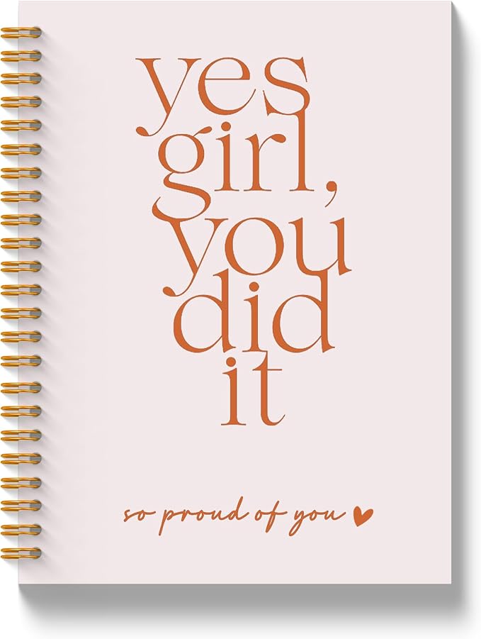 JLLBF Yes Girl You Did It Inspirational Spiral Notebook, Positive Affirmation Gifts Notebooks for Women Girls, Congratulations Graduation Gifts Journal Notebook, 5.5x8.3 Inch
