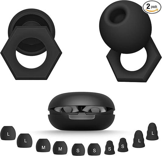 Ear Plugs for Sleeping Noise Cancelling,Reusable Silicone Earplugs with Carrying Case,Ear Plugs for Noise Reduction for Sleep,Noise Sensitivity,Travel,Focus - 5 Pairs Ear Tips in S/M/L