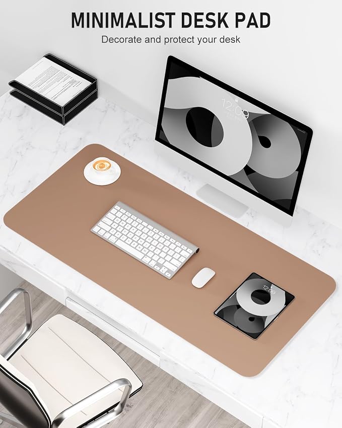Desk Pad, 23.6" x 13.8" PU Leather Non-Slip Desk Mat Large Mouse Pad for Desktop, Waterproof Laptop Computer Writing Mat for Office, Home, Work, Gaming, Champagne Gold