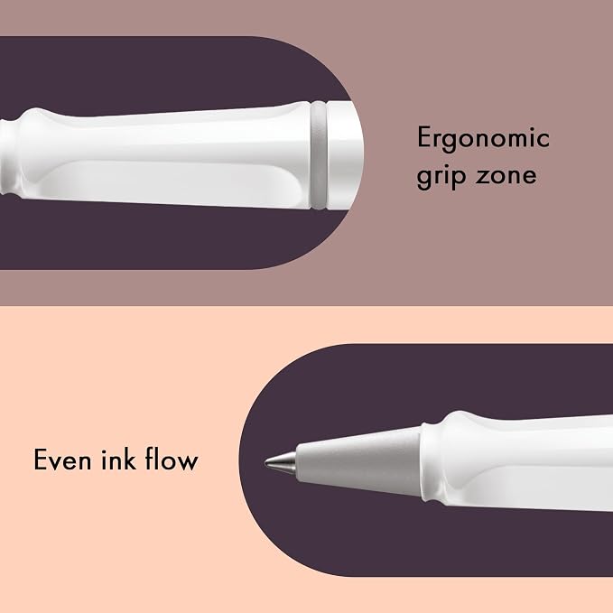 Lamy safari white - Rollerball Pen with ergonomic grip & line width M - for pleasant long writing - made of robust ASA plastic - including rollerball refill M 63 in black