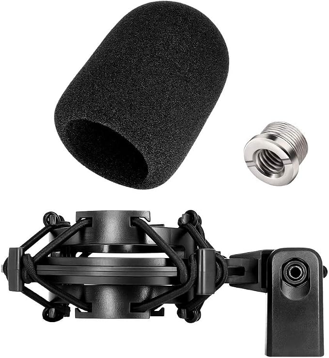 AT2020 Microphone Shock Mount with Pop Filter, [Custom Built for audio technica Mic] Anti-Vibration Suspension Shockmount Holder Clip Compatible with AT2020USB+ AT2035 ATR2050 AT3035 AT3060