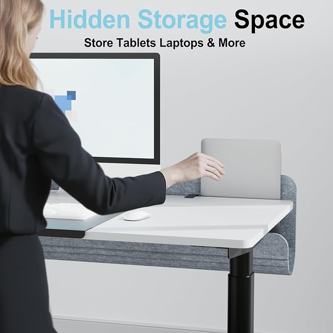 47.2" Under Desk Cable Management Tray, No Drill Cable Organizer for Table | Clamp/Screw Mount Felt Cord Organizer, Hidden Cord & Wire Management, Standing Desk Cable Tray Under Desk for Office, Home