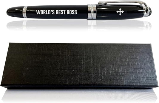 SUSZDOU Engraved Pen for Boss – “World’s Best Boss”, Roller Ball & Ballpoint Pen, Appreciation Gift, Office & Business Gift for Director or Coworkers