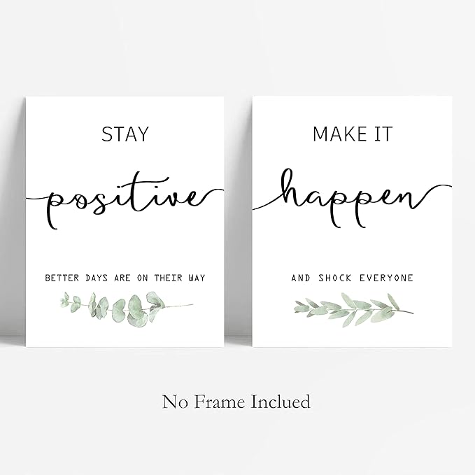 Howwii Inspirational Wall Art Office Decor, Motivational UNFRAMED Wall Art Prints for Bedroom,Living Room,Office,Classroom, Set of 4, 8"x10"