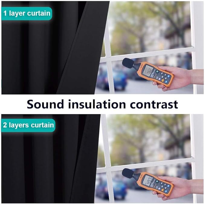 NICETOWN Black 100% Blackout Curtains 45 inches Long for Kitchen, Rod Pocket Basement Completely Blackout Window Treatment Thermal Insulated Lined Drapes for Small Window (1 Pair, 37" Width per Panel)