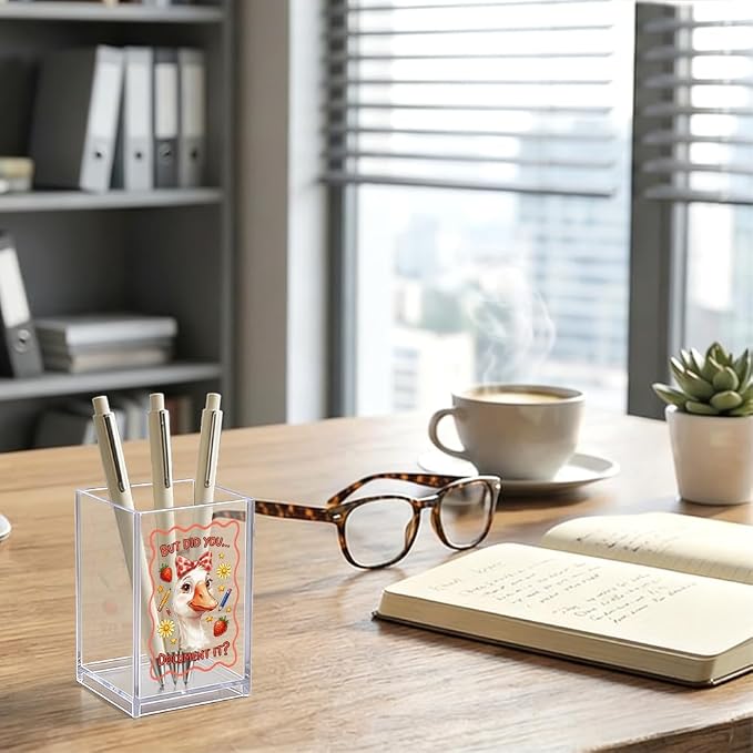 But Did You Document It Acrylic Organizer Pencil Pen Holder, Cute Strawberry Goose Desk Organizer, Teacher Appreciation Back to School Gifts for Principal Assistant Mentor Tutor Coworker