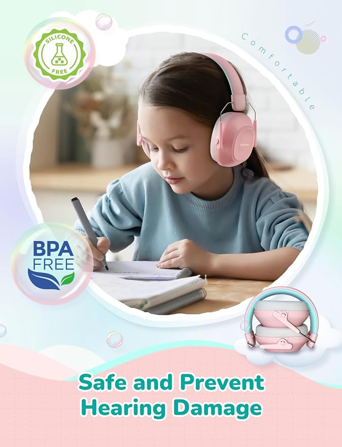 iClever Noise Cancelling Headphones for Kids Adults, SNR 29dB Safety Noise Reduction Ear Muffs for Autism Sensory &Concentration Aid, Ear Hearing Protection for Fireworks/Event/Monster Jam/Concert