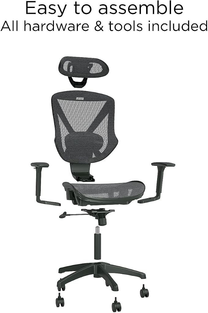 Staples Dexley Ergonomic Task Chair, Mesh, Ergonomic, Lumbar Support, Adjustable Height, Black