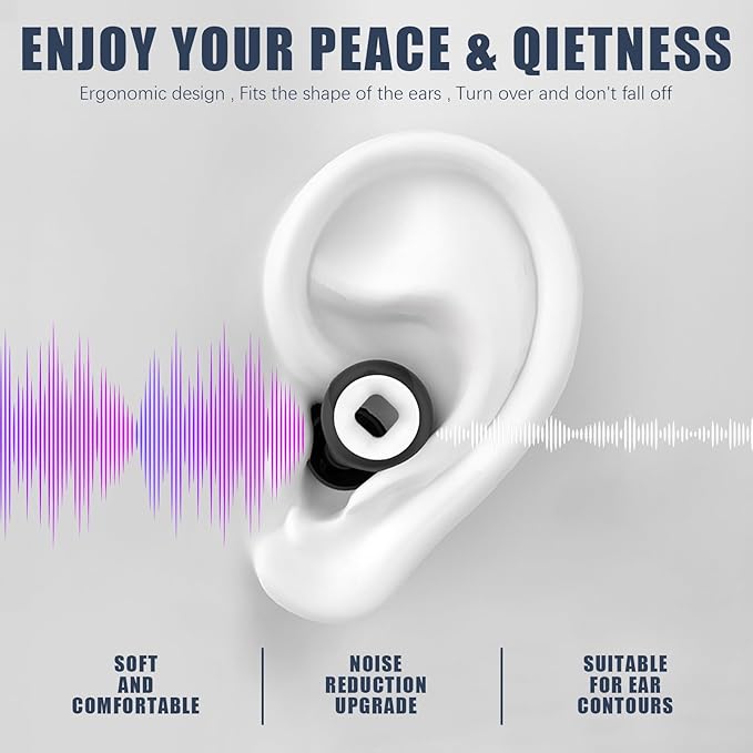 Ear Plugs for Sleeping Noise Cancelling, 2 Sets Ultralight Reusable Sleep Earplugs with 8 Ear Tips, Silicone Hearing Protection Ear Plugs for Concert and Travel,Focus, Soft Earplugs for Sleep