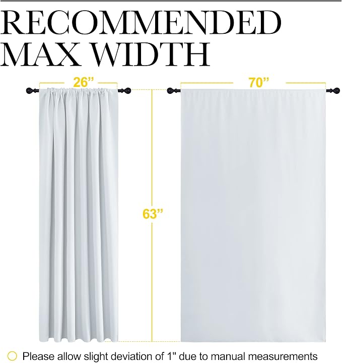 NICETOWN Bedroom Window Curtain Panels - Window Treatment Thermal Insulated Rod Pocket Room Darkening Curtains/Drapes for Patio Door (Greyish White, 2 Panels, 70 by 63)