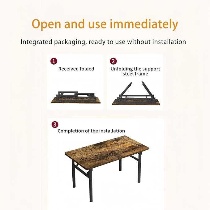 Folding Desk, 31.5" Foldable Desk for Small Spaces - Space Saving Folding Computer Desk, Portable Compact Design for Home Office, Bedroom, Dorm & Apartment, No Assembly Required