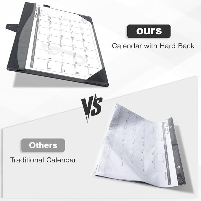Ospelelf Leather Desk Calendar 2026-2027 Large 12"x17" Monthly Planner Pad with Protective Cover 18 Months Use July 2026 to December 2027 Black