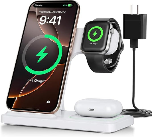 2026 Traveling Portable Wireless Fast Charger for Apple & Android Charging Station 3 in 1 Charging for iPhone17 16 15 14 13 12 11,Apple Watch & Air pods 4 3 2 Pro,Samsung Galaxy-Gifts for Family