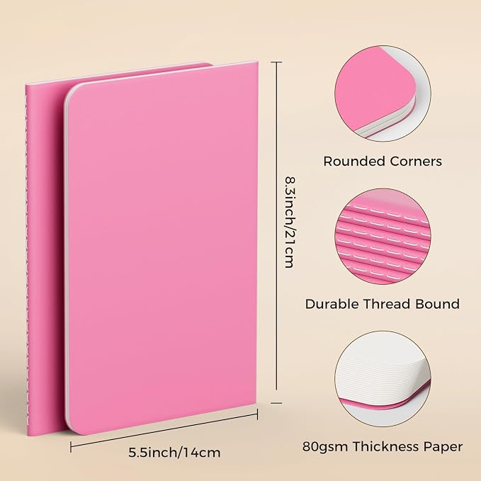 12 PCS Colorful Blank Notebook Journals Bulk, 60 Pages, 5.5 x8.3 inch, A5 Unlined Travel Journal Set for Travelers, Kids, Students and Office, Writing Drawing Sketchbook Diary Subject Notebooks