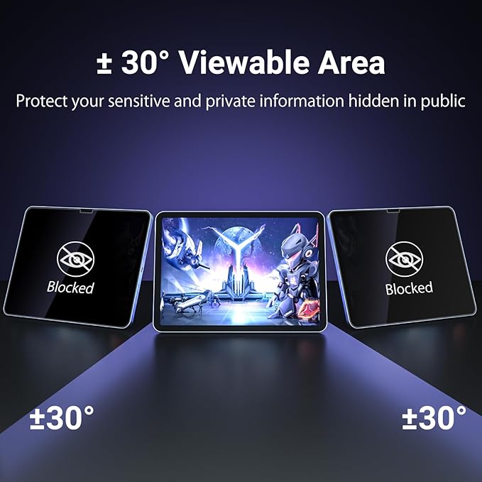 ZOEGAA Privacy Screen Protector for iPad Pro 11 inch M4 5th Gneeration 2024,Anti Blue Light Glare Spy Private Filter