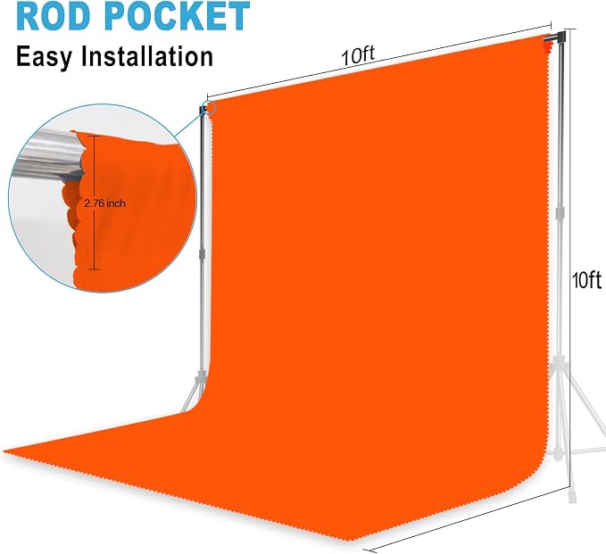Orange Backdrop for Photoshoot, Professional Photo Backdrop Background Curtain for Product Photography, Portraits, Wedding, Party, Live Streaming Video Recording 10X10 FT (Background Only)