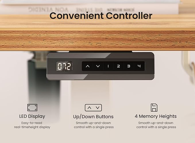 BANTI 63 × 28 Inches Standing Desk, Ergonomic, Electric Height Adjustable, Sit and Stand Up, Computer Office Desk with Splice Board, White Frame/Light Rustic Top