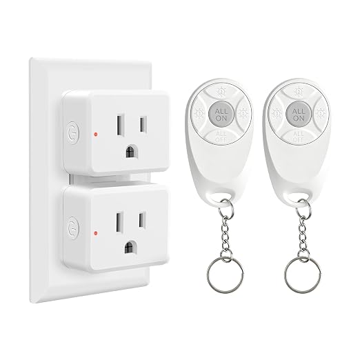 Greencycle Remote Control Outlet,2 Wireless Light Switches and 2 Outlet Plugs,Remote Outlets Switch,No Wiring Needed,500ft Range Coverage,15A/1500W for Lamps,Fans,TV,FCC Certified, White