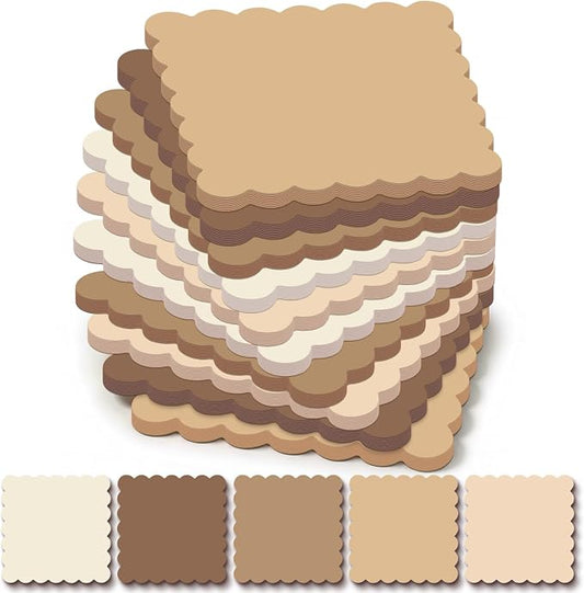 Epakh 10 Pack Scalloped Sticky Notes Bulk 3"x3" Cute Aesthetic Memo Pads 5 Gradient Colors Wavy Self Notepads for Office Study and Daily Life Organization, 300 Sheets(Brown)