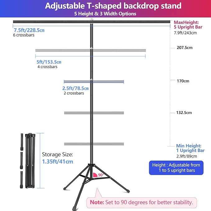 White Backdrop with Stand, 6.5x8.2 ft White Photo Backdrop Curtain with 7.5x7.9 ft Background Stand, Portable Back Drop Support Kit with Carrying Bag, 5 Strong Spring Clamps