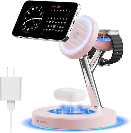 New 3 in 1 Charging Station for Apple Compatible with Magsafe Charger Stand for iPhone 17 16 15 14 13 12 Wireless Charging Station for AirPods Wireless Charger for iWatch Series