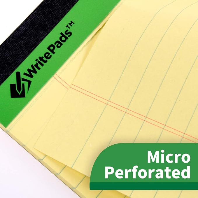 KAISA Legal Note pads 8.5 x 11，12pads 600 Sheets note pads office supplies Recycled Paper 8.5 x 11 Wide Ruled 50 sheets Premium Thick Paper Hard Back Notepads 8-1/2"x 11-3/4" Writing Tablet Canary For Office Supplies (Pack of 12)