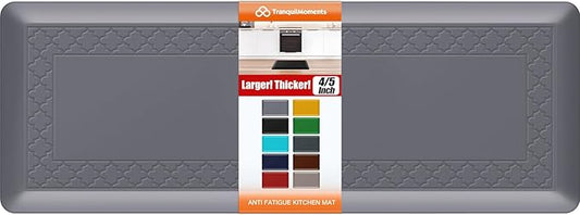 4/5 Inch Thicker Kitchen Mats for Floor Non-Slip Anti Fatigue Comfort Mat Waterproof Kitchen Rug for Sink, Office,Home Stain Resistant Standing Desk Rugs-17.3"x 47", Grey