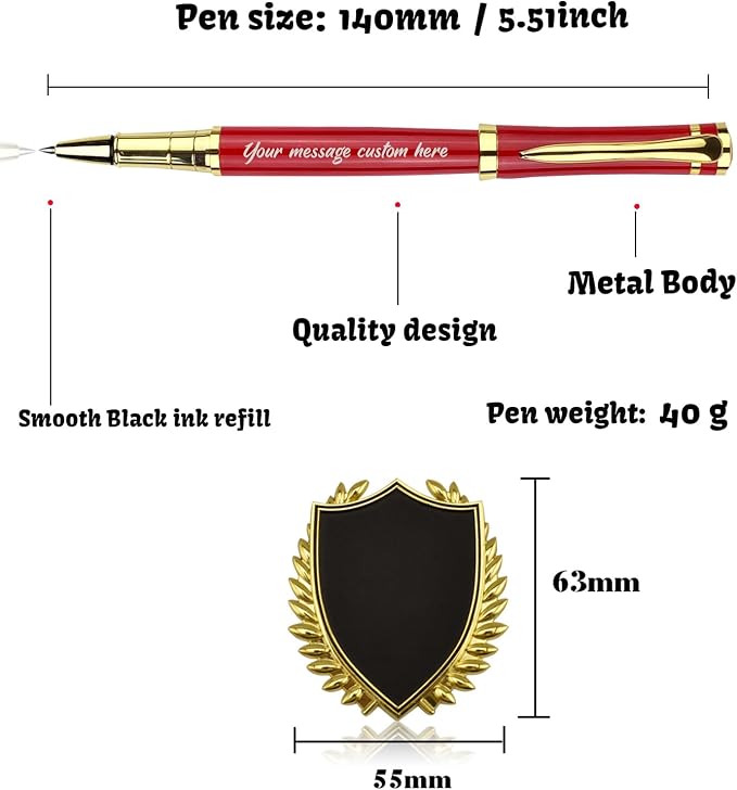 Yastar Personalized Pen with a Custom badge Office Gift Set Customized Pen Engraved with your Message Names Company Names Phone Number Gift for Colleague Friends Business any occations