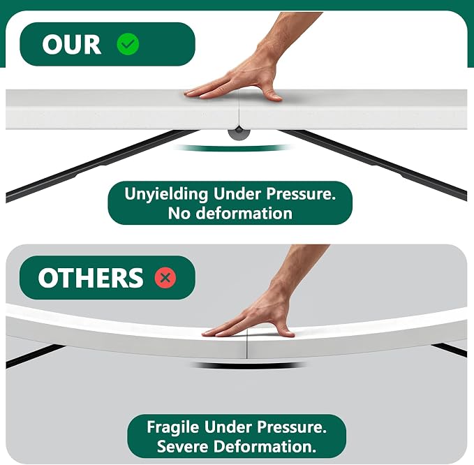 6FT Folding Table 2 Pack, Heavy Duty Plastic Table with Handel, 400 lbs Portable Table, Reinforced Steel Legs, Fold-in-Half Table Ideal for Parties, Picnics, Weddings, Camping White