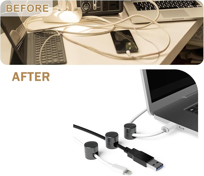 3 Sets Charger Cord Holder, Glossy Black Metal Adhesive Cable Management Clips,Adjustable Cable Anchor Holders,Wire Organizer for Desk, Wall Hook, Home, Office,Bedside Table