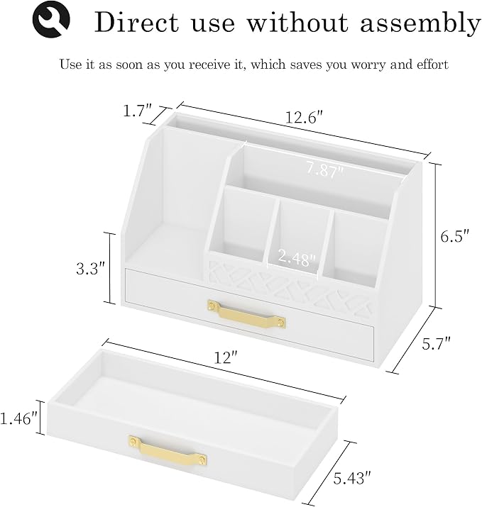 Wisuce Bamboo Mail Organizer Countertop with Drawers, Wooden Desk Organizer File Bill Sorter Storage Box for Desktop Letter Envelope Countertop Holder for Office Home School Organization