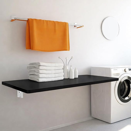 Laundry Folding Table, 40'' x 20'' Wooden Wall Mount Desk, Laundry Table for Folding Clothes, 40'' Length (Black Color)