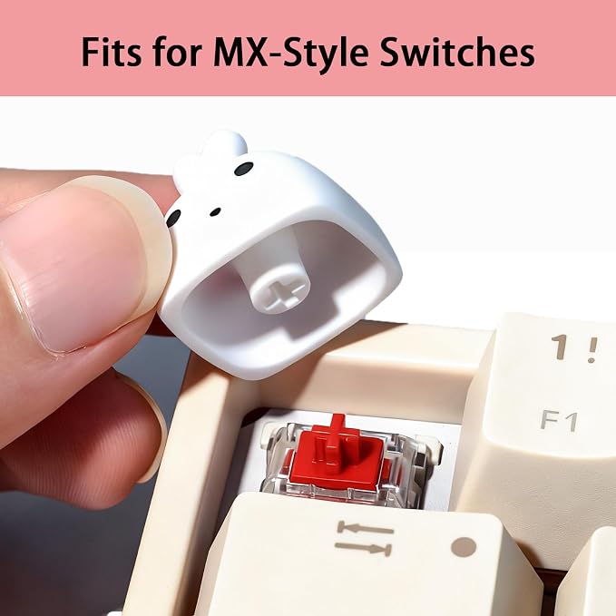 Artisan Keycaps, Cute Custom Couple Rabbits Bunny Key Caps for MX Mechanical Keyboard, Resin Handmade 1U Replacement for Esc Arrow Keys - Rabbit Set