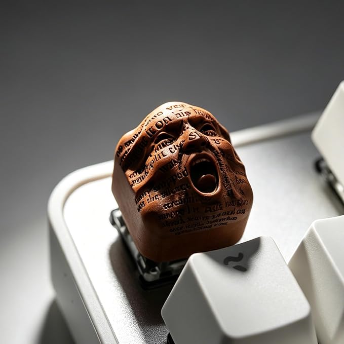 Artisan Skull Keycaps, Custom Cool Cover Caps for MX Mechanical Keyboard, Resin Handmade 1U Single Replacement for Esc Del Arrow Key (Brown)