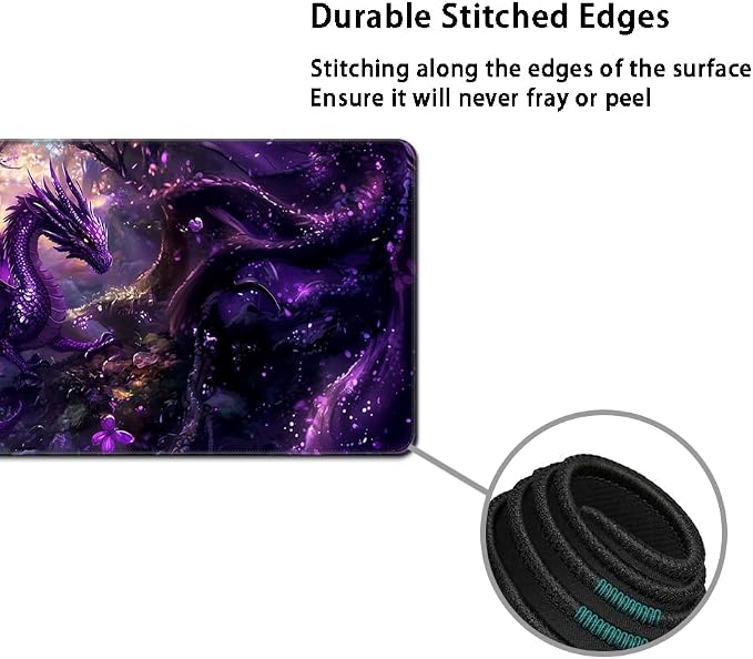 MIBITRI Keyboard Mouse Pad Set, Extended Gaming Mouse Pad+Ergonomics Keyboard Wrist Rest Support, Memory Foam, Easy Typing Pain Relief, 4Pcs XXL Ultra Thick Desk Mat, Dragon