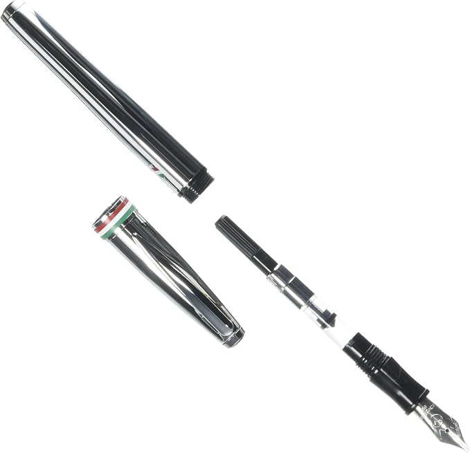 Monteverde USA Aldo Domani Italia Fountain Pen Mirror Chrome - Stub Nib - Luxury Writing Pen - Italian Design - JoWo Stainless Steel Nib - Smooth Ink Flow - Refillable - Gift Box Included