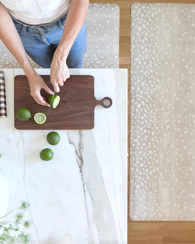 House of Noa Nama Standing Mat – Anti-Fatigue Kitchen Mats for Floor, Cushioned & Non-Slip Kitchen Comfort Mat for Standing, Thick Foam Anti-Fatigue Mat for Kitchen & Workspaces, Fawn Shea 22" x 36"