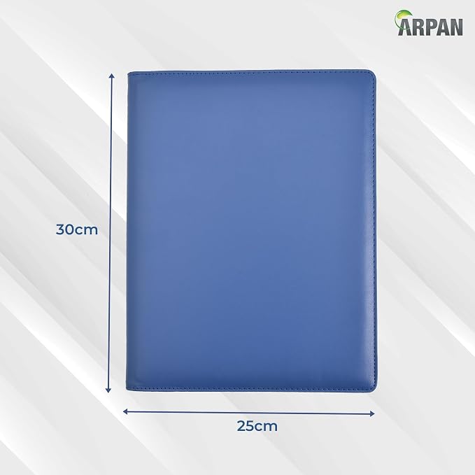 Arpan A4 Certificate Presentation Folder, Faux Leather Document Organizer, Professional Portfolio Book, Conference Display Binder (Blue, 24 Pockets 48 Sides)