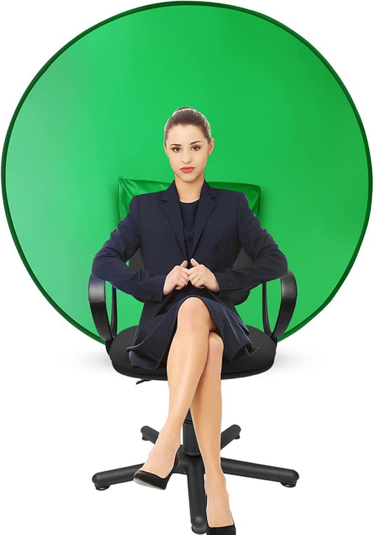 Portable Green Screen Backdrop (56''), Collapsible Webcam Background for Chair, Chroma Key for Home Office Video Conferencing