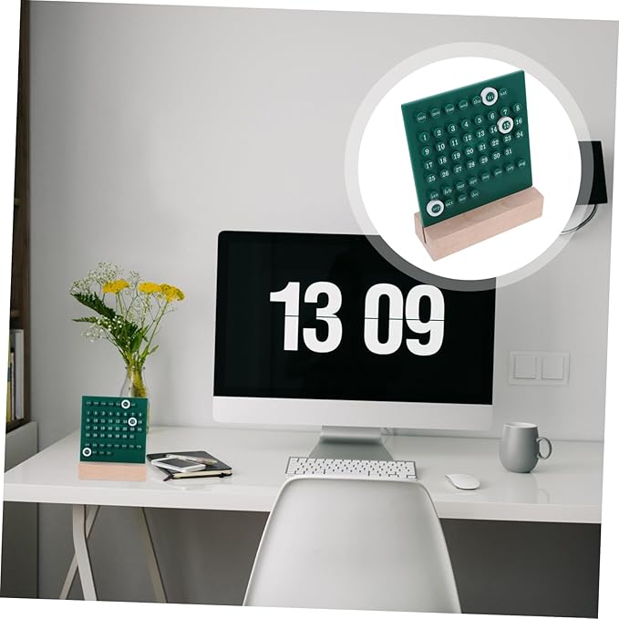 Perpetual Desk Calendar Green Acrylic Date Display Manual Flip Kawaii Ornament for Home Office Bedroom Study Decor with Smooth Edges and Lightweight Design