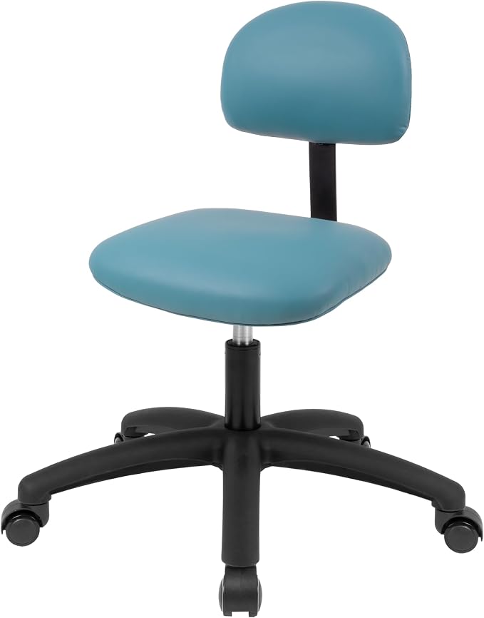 FSS Series Square seat (19"-27") seat Height Chair. Vinyl-for Office, Garage, Desk, Shop, Computer, Doctor, Medical, Easy to Clean! NO Footring (Aqua, Medium, Self Braking Casters)