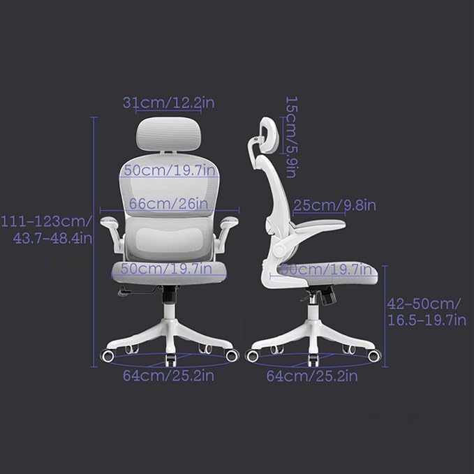 Ergonomic Office Chair, Heavy Duty Executive Task Chair with Adaptive Lumbar Support & Headrest, Breathable Mesh Swivel Desk Chair with Flip Up Armrest