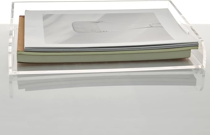 Clear Acrylic Paper Trays, Desk File Organizer, A4 Paper Holder, Low-Profile Desk File Sorter for Office/Home, Clear Stackable Letter Tray for Bills, Crafts, Notebooks - Horizontal