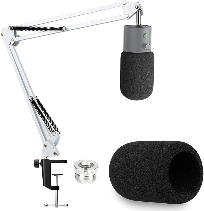 YOUSHARES Razer Seiren X Boom Arm with Pop Filter - White Boom Arm for Razer Seiren X Streaming Microphone, White Mic Arm Microhone Stand (White)
