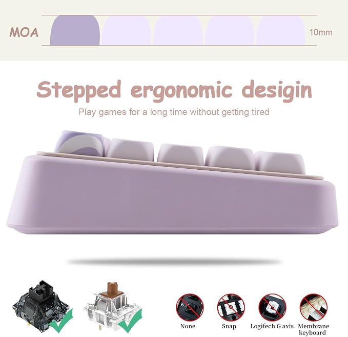 Tsungup PBT MOA Keycaps,Purple Cute Candy Custom Keycaps 60 65 75 Percent | 135 Keys Dye-Sub Key Caps Keyboard Keycap Set for ANSI Layout,MX Swithes Mechanical Keyboard