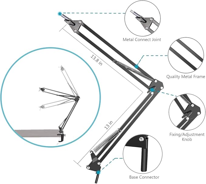 Snowball iCE Mic Boom Arm Stand with Pop Filter, Compatible with Blue Snowball Ice USB Microphone with Cable Sleeve by SUNMON