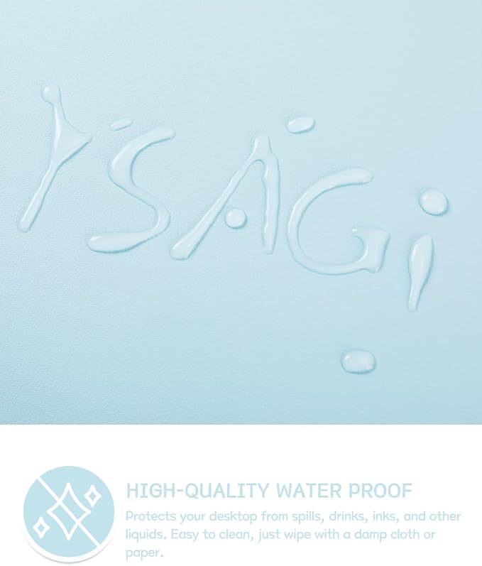 YSAGi Non-Slip Leather Desk Pad, Waterproof Laptop Computer Desk Keyboard Mat, Table Protector Blotter Mat, Large Mouse Pad for Office/Work/Home/Decor(Sky Blue, 31.5" x 15.7")