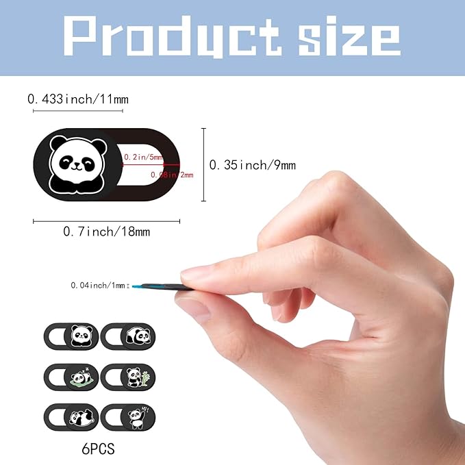Panda Camera Cover Slide Cute Animal Design Privacy Guard Webcam Protector for Laptop Desktop Tablet Phone Notebook Mini PC Accessories for Home Office Travel Work Use Secure Durable Cover