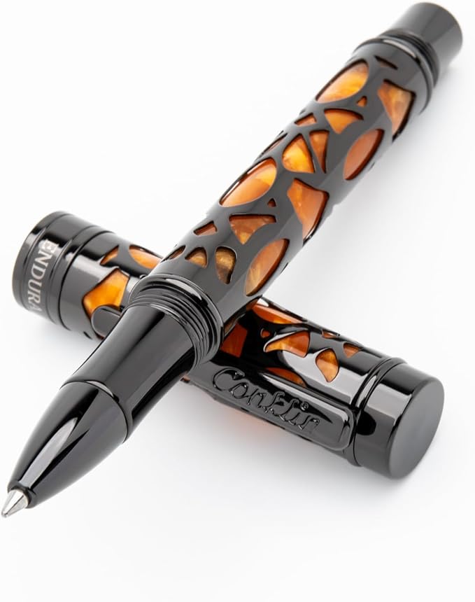 Conklin Endura Deco Crest Rollerball Pen in Orange with Rose Gold Accents – Refillable Rollerball Writing Instrument by Conklin Pen Company